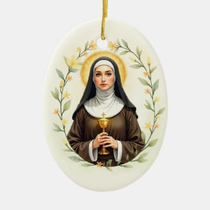 Sankta Klara av Assisi Guds frid och välsignelser Julgransprydnad Keramik