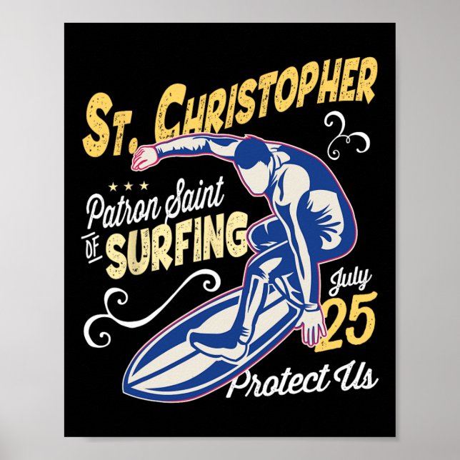 Sankta Kristoffer Surfskyddshelgon för Surfande Ka Poster (Framsidan)