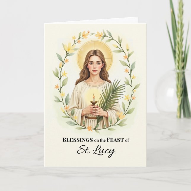 Sankta Lucia festdag välsignelser blomsterkrans Kort (Framsida)