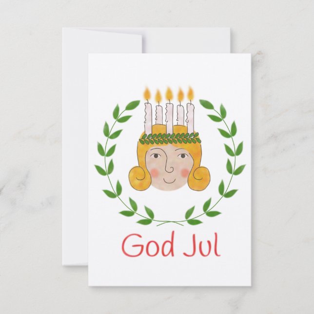 Sankta Lucia Greeting Card (platta kort) Kort (Framsida)