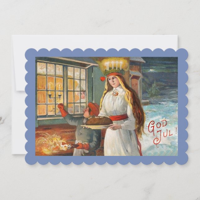 Sankta Lucia och barn som levererar saffransbröd Inbjudningar (Framsida)