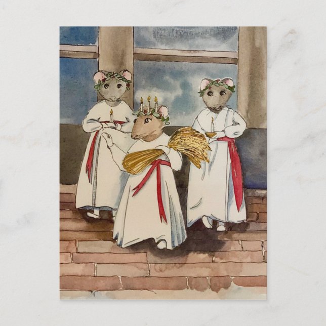 Sankta Lucia och julhälsningar Helg Vykort (Framsida)