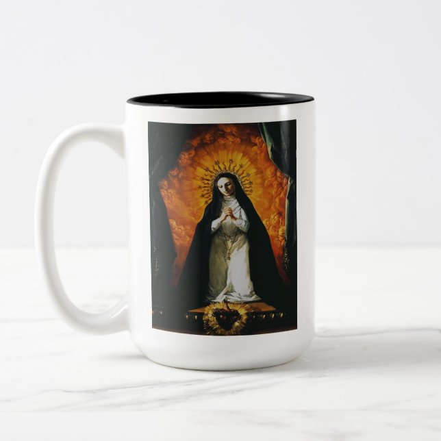 Sankta Margareta Maria Alacoque Två-Tonad Mugg (Vänster)