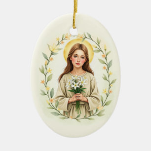 Sankta Maria Goretti Guds frid och välsignelser Julgransprydnad Keramik