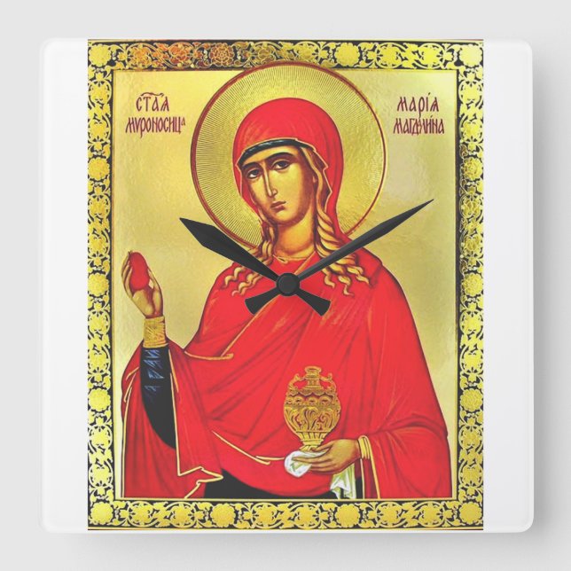 Sankta Maria Magdalena ortodox ikon Fyrkantig Klocka (Framsida)