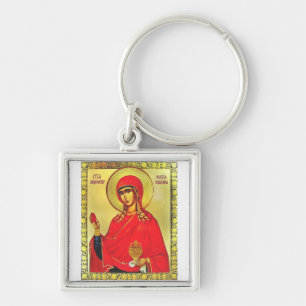 Sankta Maria Magdalena ortodox ikon Fyrkantig Silverfärgad Nyckelring