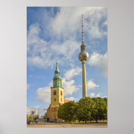Sankta Marias kyrka, Berlin, Tyskland, Fernsehturm Poster