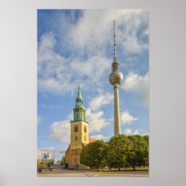 Sankta Marias kyrka, Berlin, Tyskland, Fernsehturm Poster (Framsidan)