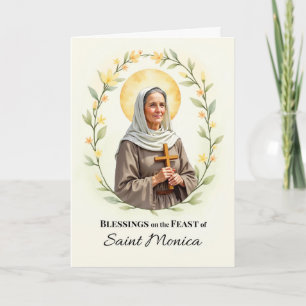 Sankta Monicas högtidsdags välsignelser blomsterkr Kort