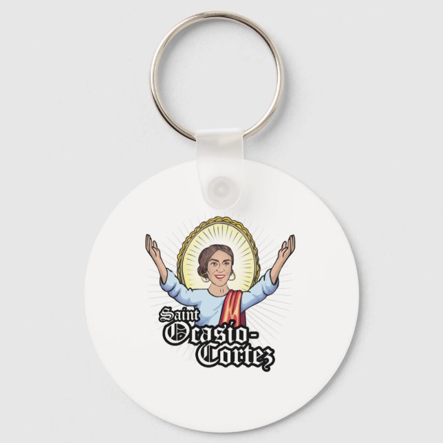 Sankta Ocasio-Cortez Nyckelring (Framsida)