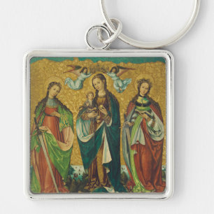 Sankta Perpetua och Felicitas Fyrkantig Silverfärgad Nyckelring