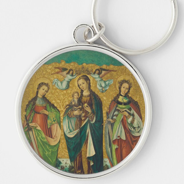 Sankta Perpetua och Felicitas Rund Silverfärgad Nyckelring (Framsidan)