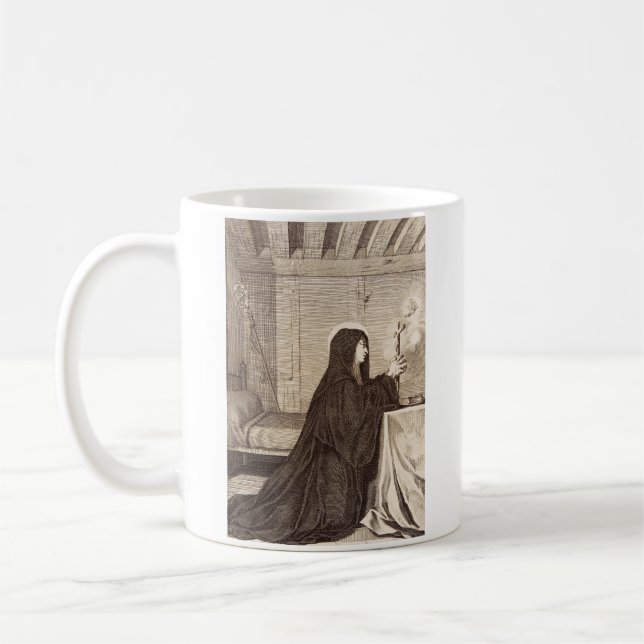 Sankta Scholastica Beskyddarinna av skolor Kaffemugg (Vänster)