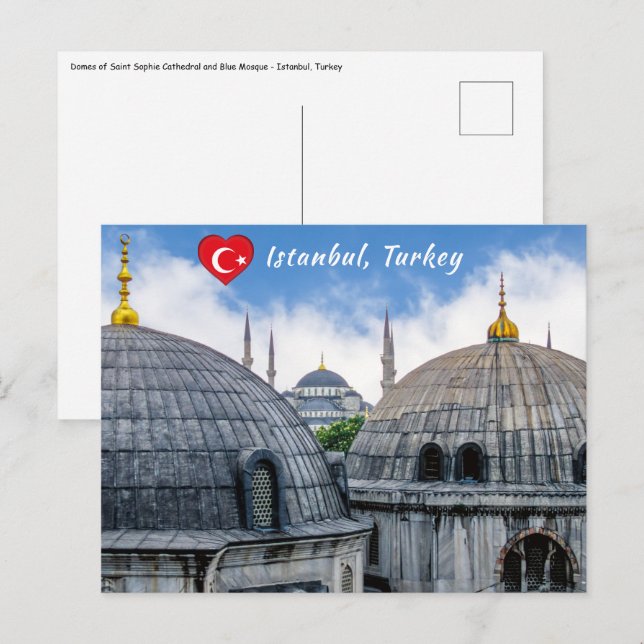 Sankta Sofia-katedralen och Blå Mosken - Istanbul Vykort (Fram/baksida)