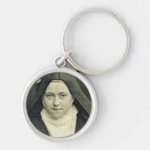 Sankta Teresia av Jesu Barndom och det Heliga Ansi Rund Silverfärgad Nyckelring