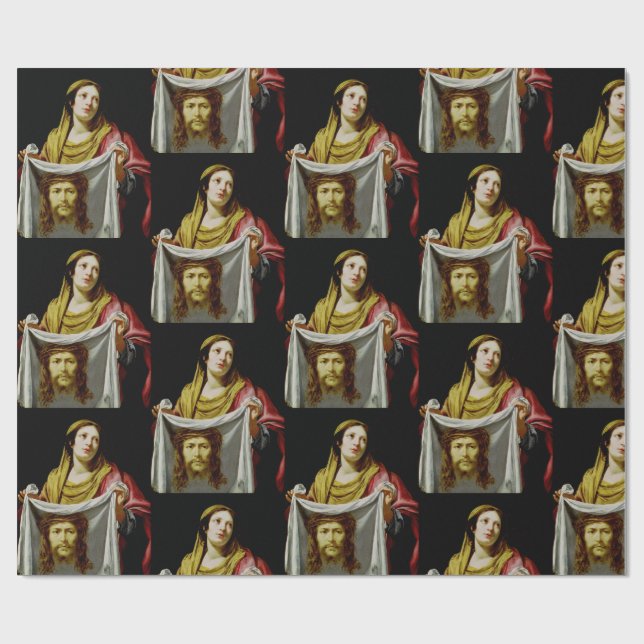 Sankta Veronika med den heliga slöjan Sacred Fine  Presentpapper (Platt)