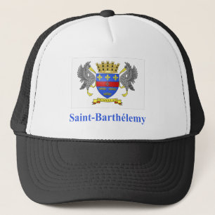 Sanktt Barthelemy flagga med namn i franskt Keps