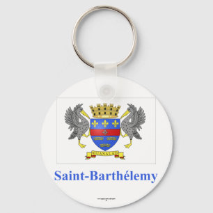 Sanktt Barthelemy flagga med namn i franskt Nyckelring