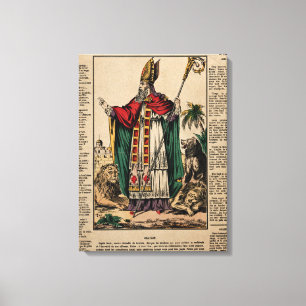 Sanktt Blaise. Färgad lithograph v Canvastryck