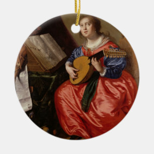 Sanktt Cecilia (olja på kanfas) Julgransprydnad Keramik