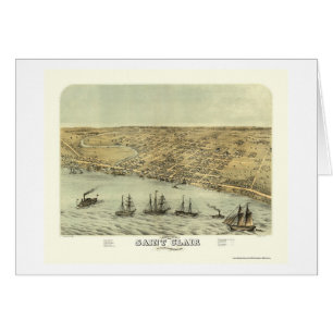 Sanktt Clair, panorama- karta för MI - 1868 Hälsningskort