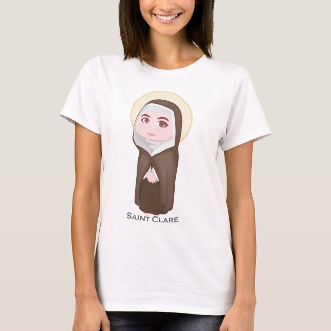 Sanktt Clare gullig katolik Tee Shirt (Framsida)