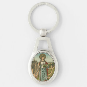 Sanktt Dymphna Keychain Ovalt Silverfärgad Nyckelring
