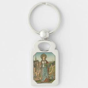 Sanktt Dymphna Keychain Rektangulärt Silverfärgad Nyckelring