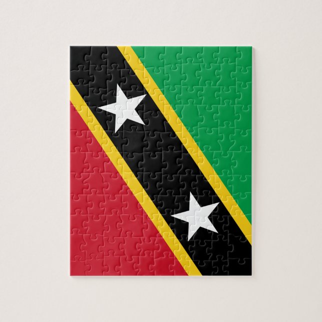 Sanktt flagga för Kitts och Nevis medborgarevärld Pussel (Vertikal)