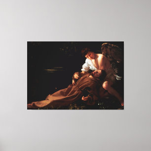 Sanktt Francis av Assisi i extas vid Caravaggio Canvastryck