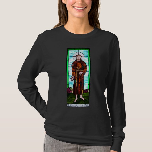 Sanktt Francis av Assisi kvinna skjorta Tee Shirt (Framsida)