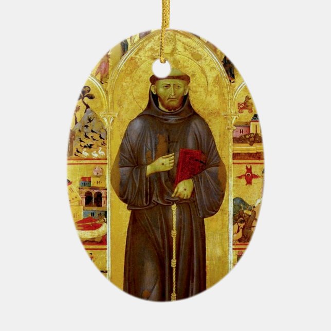 Sanktt Francis av Assisi medeltida Iconography Julgransprydnad Keramik (Framsidan)