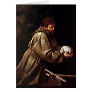 Sanktt Francis i bönen - Caravaggio Hälsningskort