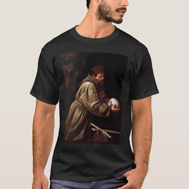 Sanktt Francis i bönen - Caravaggio Tee Shirt (Framsida)