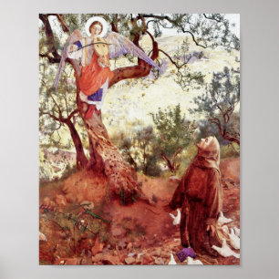 Sanktt Francis med ängel Poster