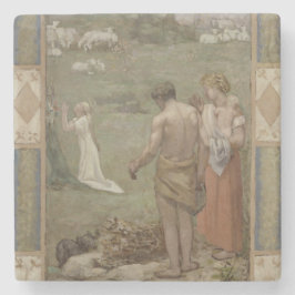 Sanktt Genevieve som barn i bön vid Puvis Stenunderlägg