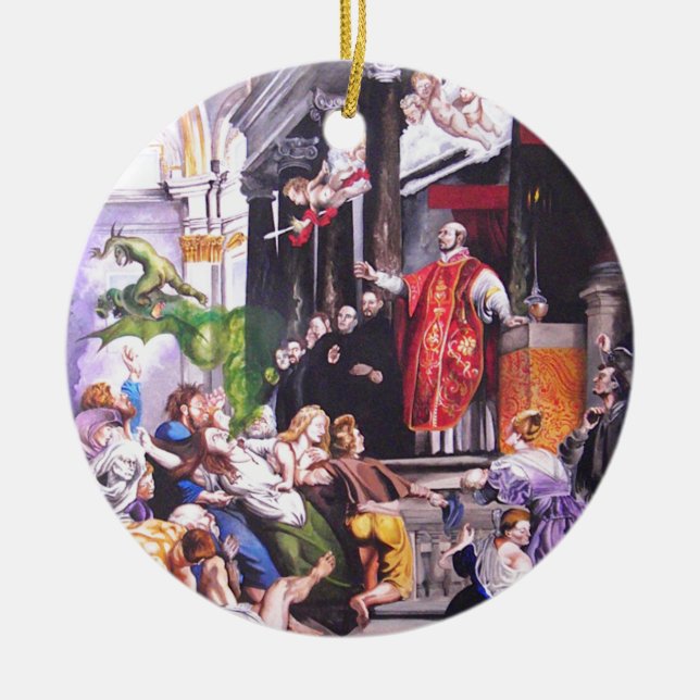 Sanktt Ignatius Loyola Julgransprydnad Keramik (Framsidan)