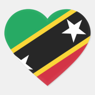 Sanktt Kitts och Nevis flagga Hjärtformat Klistermärke