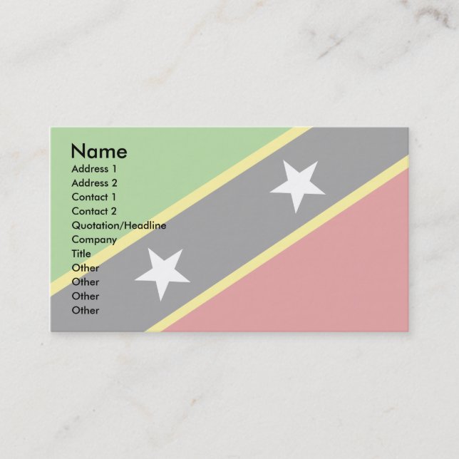 Sanktt Kitts och Nevis flagga Visitkort (Framsida)