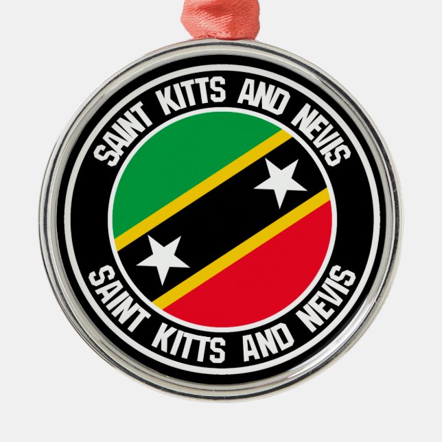 Sanktt Kitts och Nevis rundaEmblem Julgransprydnad Metall (Framsidan)