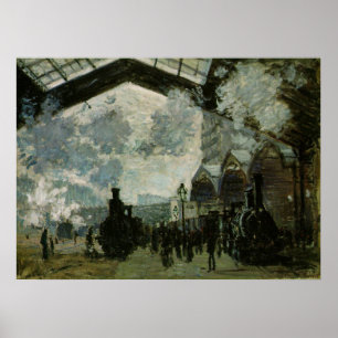 Sanktt Lazare station vid Claude Monet Poster
