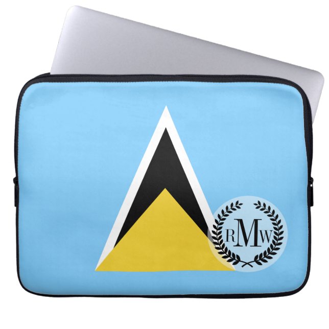 Sanktt Lucia flagga Laptop Sleeve (Framsidan)