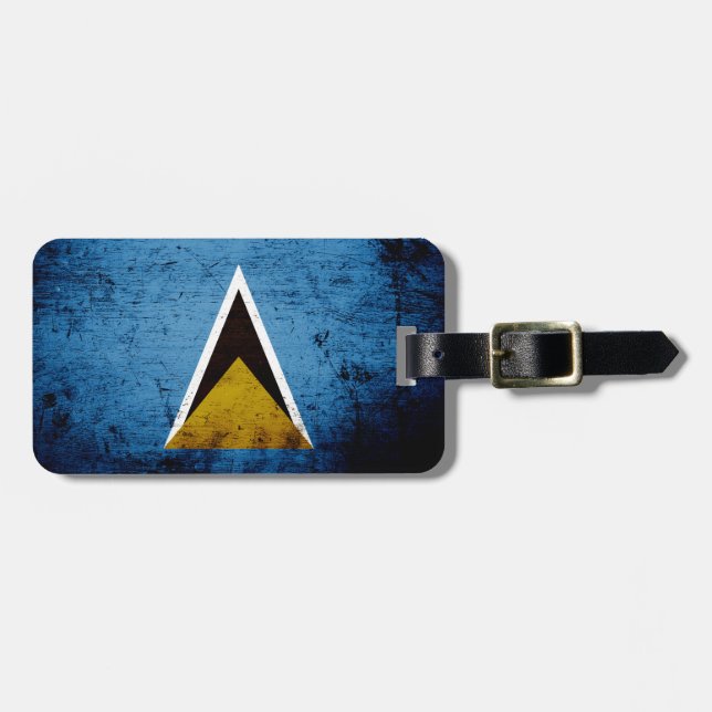 Sanktt Lucia för svart Grunge flagga Bagagebricka (Horisontell Framsida)