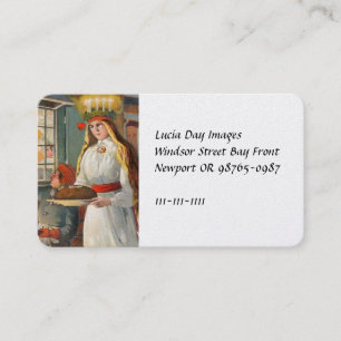 Sanktt Lucia och barn som kommer med saffranbröd Visitkort