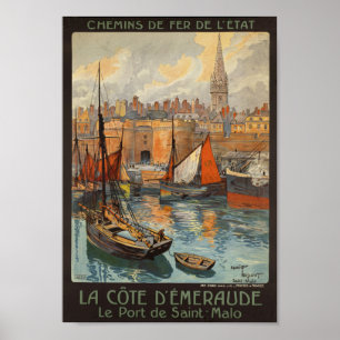 Sanktt Malo frankriken - vintagefransk reser Poster