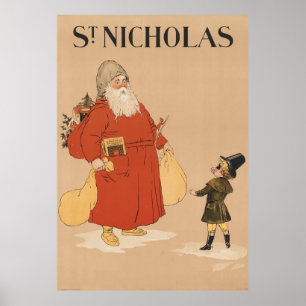 Sanktt Nicholas för vintage illustration (1895) Poster