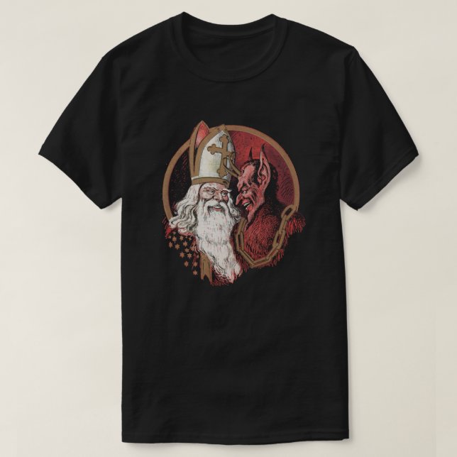 Sanktt Nicholas och Krampus T Shirt (Design framsida)