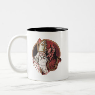 Sanktt Nicholas och Krampus Två-Tonad Mugg