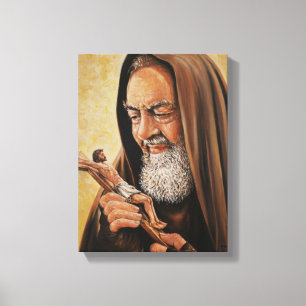 Sanktt Padre Pio crucifixJesus präst Canvastryck