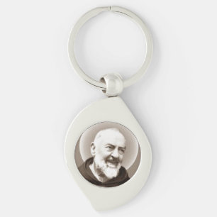 Sanktt Padre Pio Keychain Swirl Silverfärgad Nyckelring